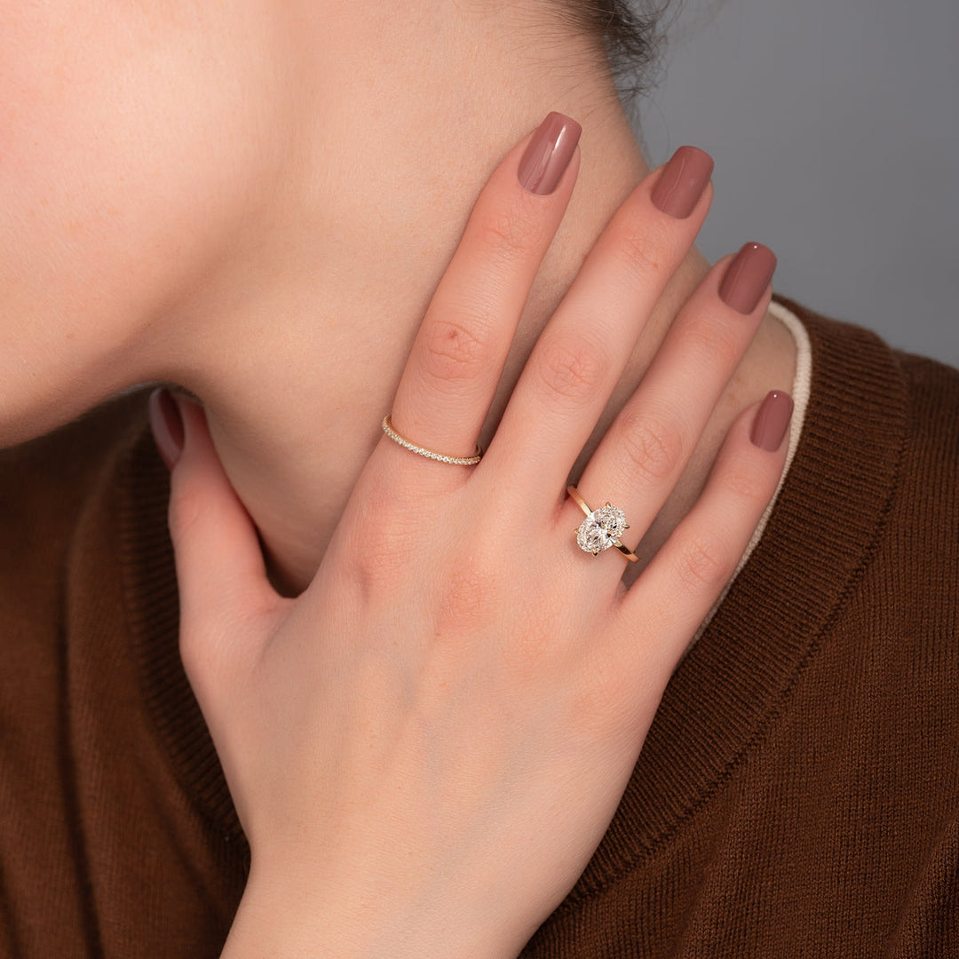 4.0CT Oval Lab Grown F/VVS2 Solitaire Diamond Engagement Ring