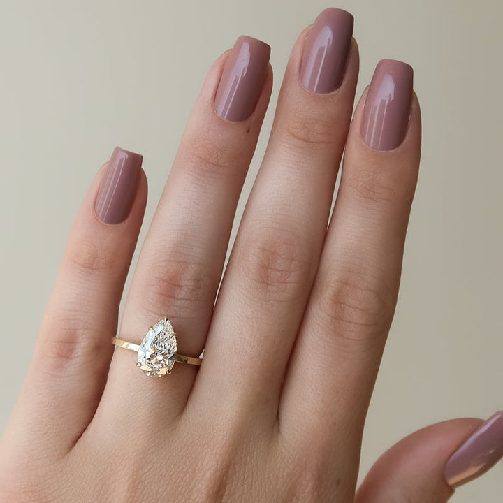 4.0CT Pear Lab Grown F/VVS1 Solitaire Diamond Engagement Ring