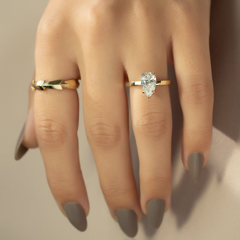 4.0CT Pear Lab Grown F/VVS1 Solitaire Diamond Engagement Ring
