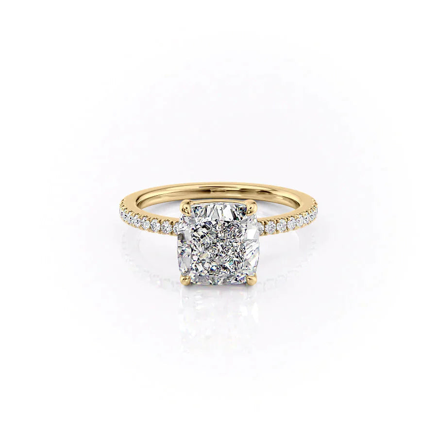 2.50CT Cushion Lab Grown F/VVS2 Pave Diamond Engagement Ring