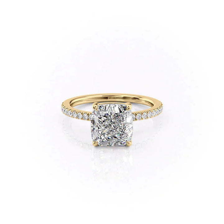 2.50CT Cushion Lab Grown F/VVS2 Pave Diamond Engagement Ring