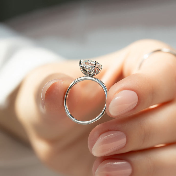 1.50CT Cushion Lab Grown E/VVS2 Diamond Tulip Set Engagement Ring