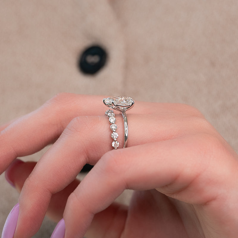 3.50CT Pear Lab Grown E/VVS1 Tulip Set Solitaire Diamond Engagement Ring