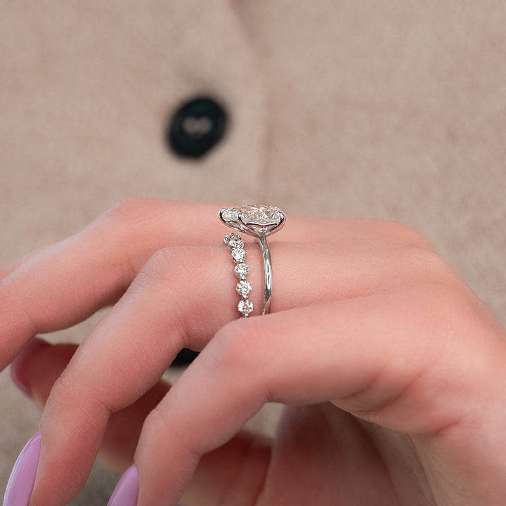 3.50CT Pear Lab Grown E/VVS1 Tulip Set Solitaire Diamond Engagement Ring