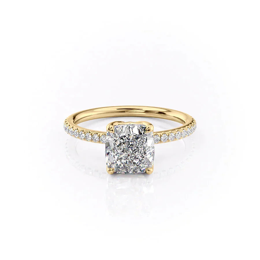 2.50CT Cushion Lab Grown F/VS2 Pave Diamond Tulip Set Engagement Ring