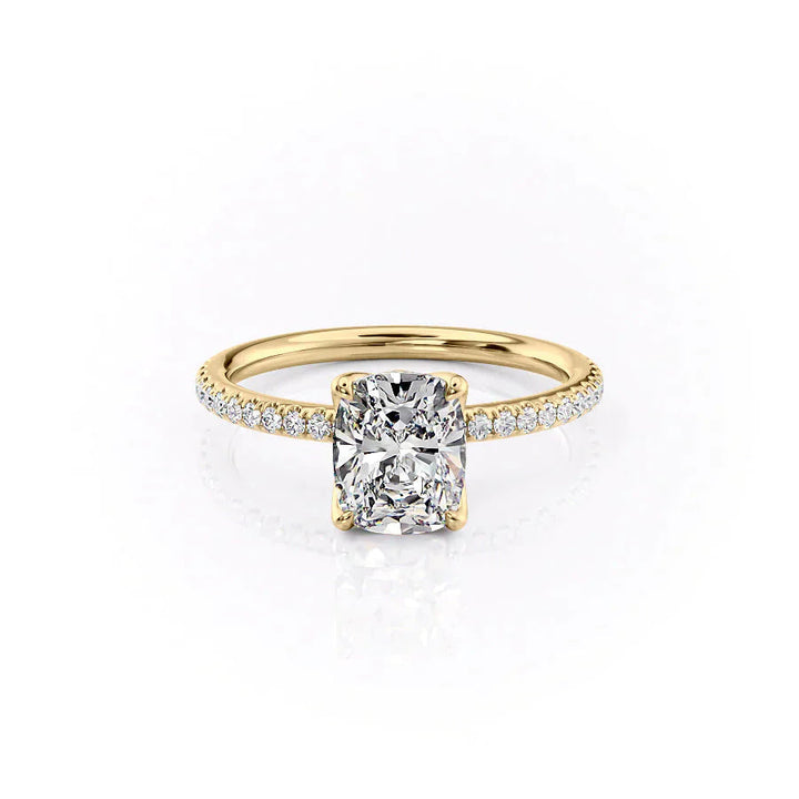 2.50CT Cushion Lab Grown E/VS1 Diamond Tulip Set Pave Engagement Ring