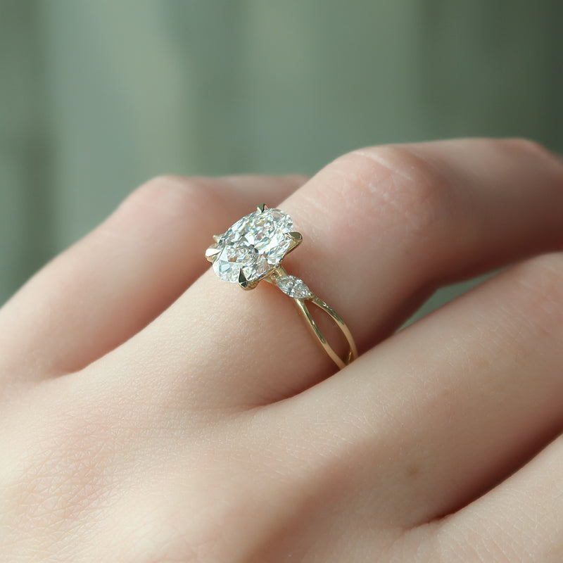 2.0CT Oval Lab Grown F/VS1 Diamond Infinity Shank Engagement Ring