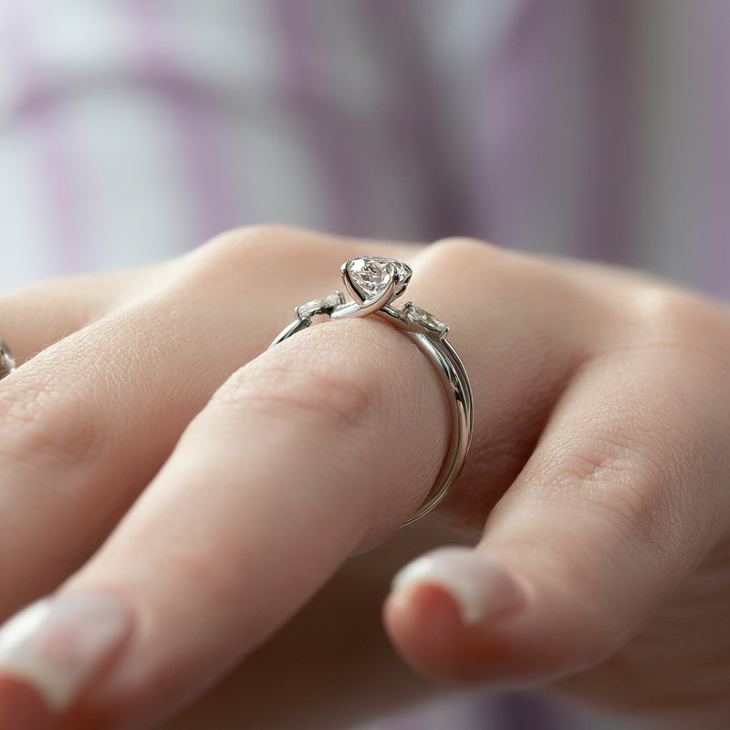 2.0CT Round Lab Grown E/VS2 Diamond Unique Shank Pave Engagement Ring