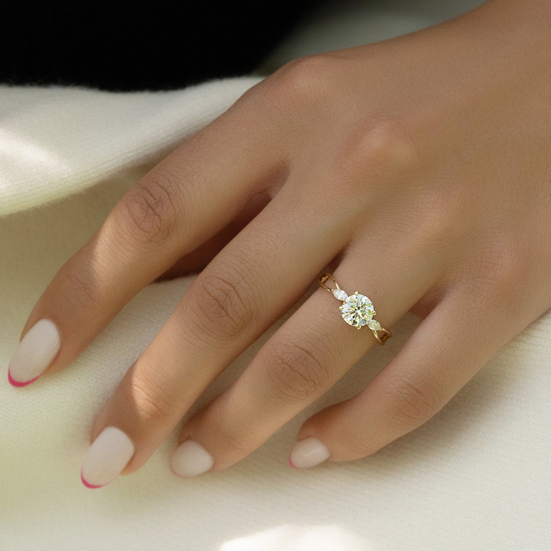 2.0CT Round Lab Grown E/VS2 Diamond Unique Shank Pave Engagement Ring
