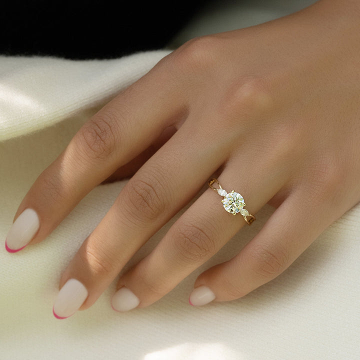 2.0CT Round Lab Grown E/VS2 Diamond Unique Shank Pave Engagement Ring