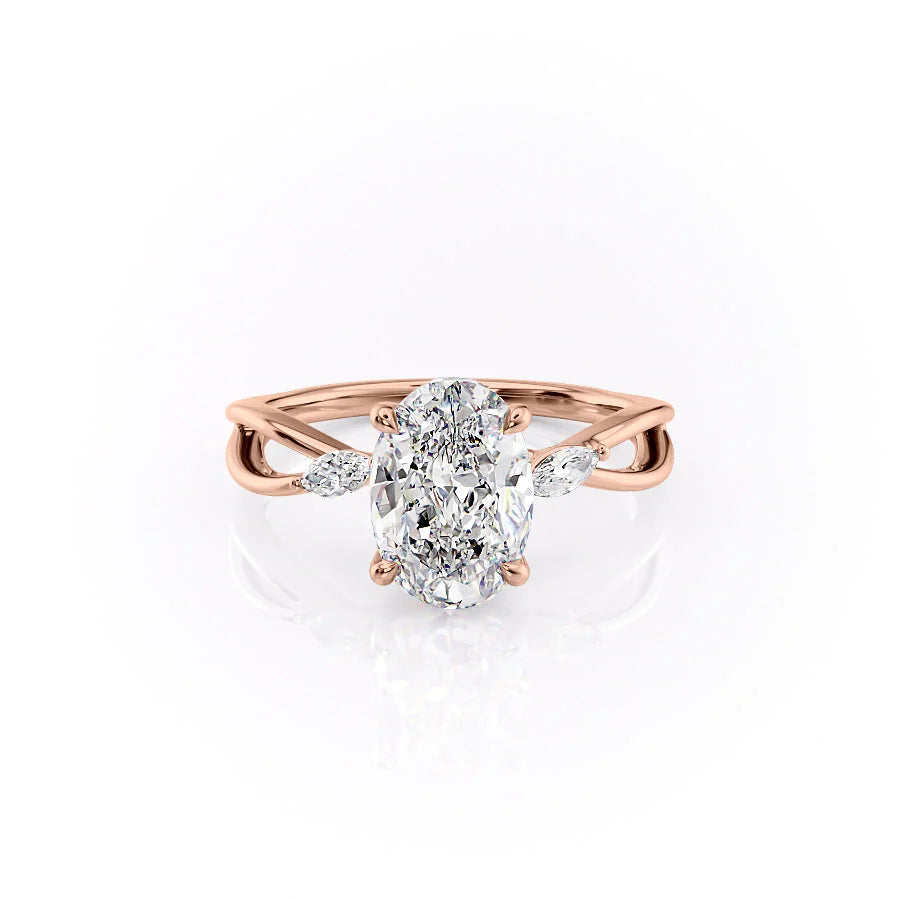 2.0CT Oval Lab Grown F/VS1 Diamond Infinity Shank Engagement Ring