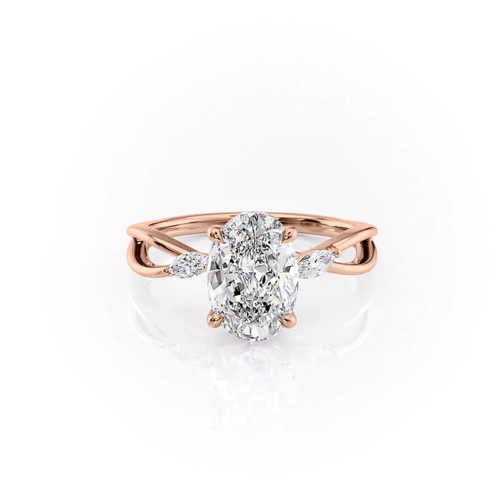 2.0CT Oval Lab Grown F/VS1 Diamond Infinity Shank Engagement Ring