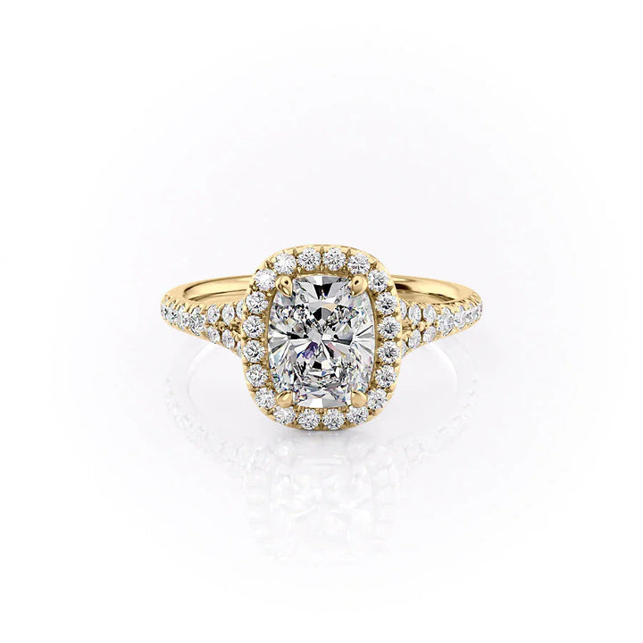 2.0CT Cushion Lab Grown F/VVS2 Diamond Halo Pave Engagement Ring