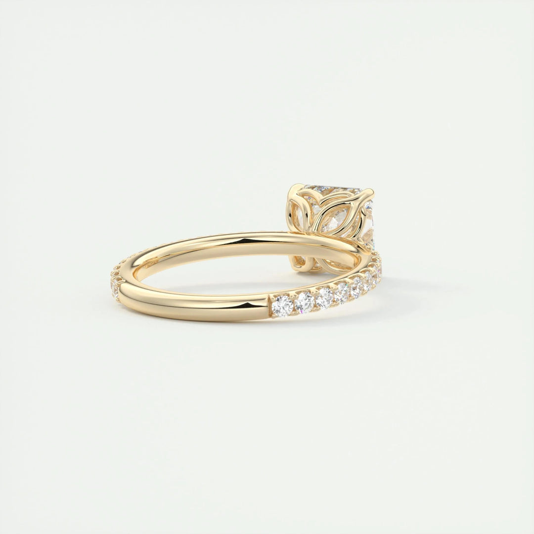 2ct Asscher F- VS1 Diamond Pave Engagement Ring