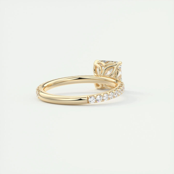 2ct Asscher F- VS1 Diamond Pave Engagement Ring