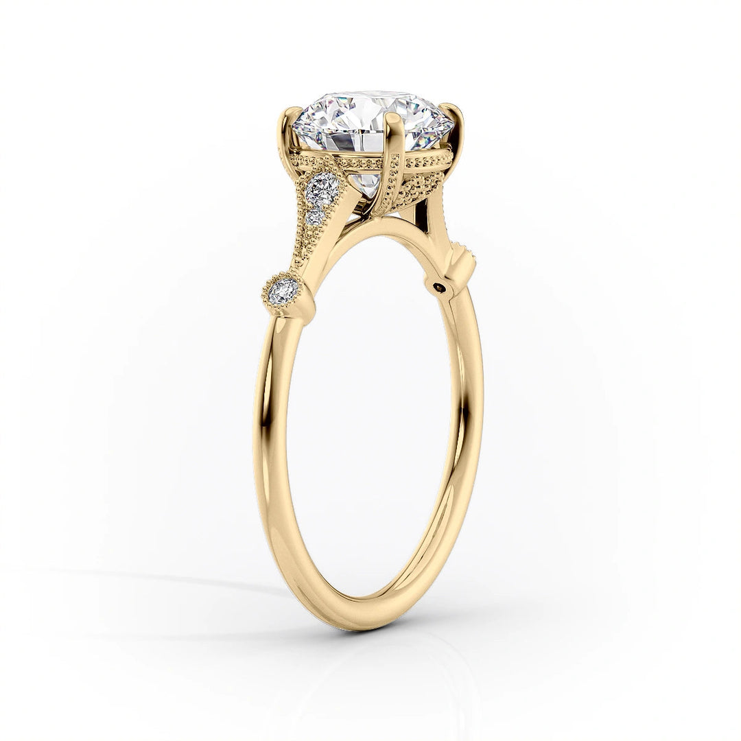 2.50CT Round Lab Grown F/VS1 Diamond Milgrain Pave Engagement Ring