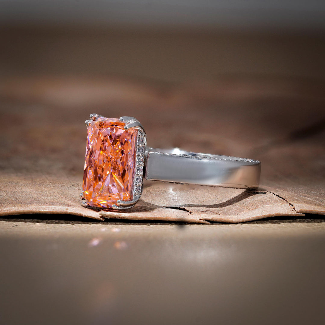  3ct pink diamond, colored lab grown diamond, ethical engagement ring, lab created pink diamond.