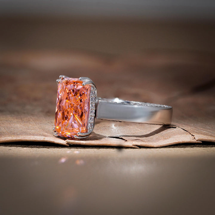  3ct pink diamond, colored lab grown diamond, ethical engagement ring, lab created pink diamond.