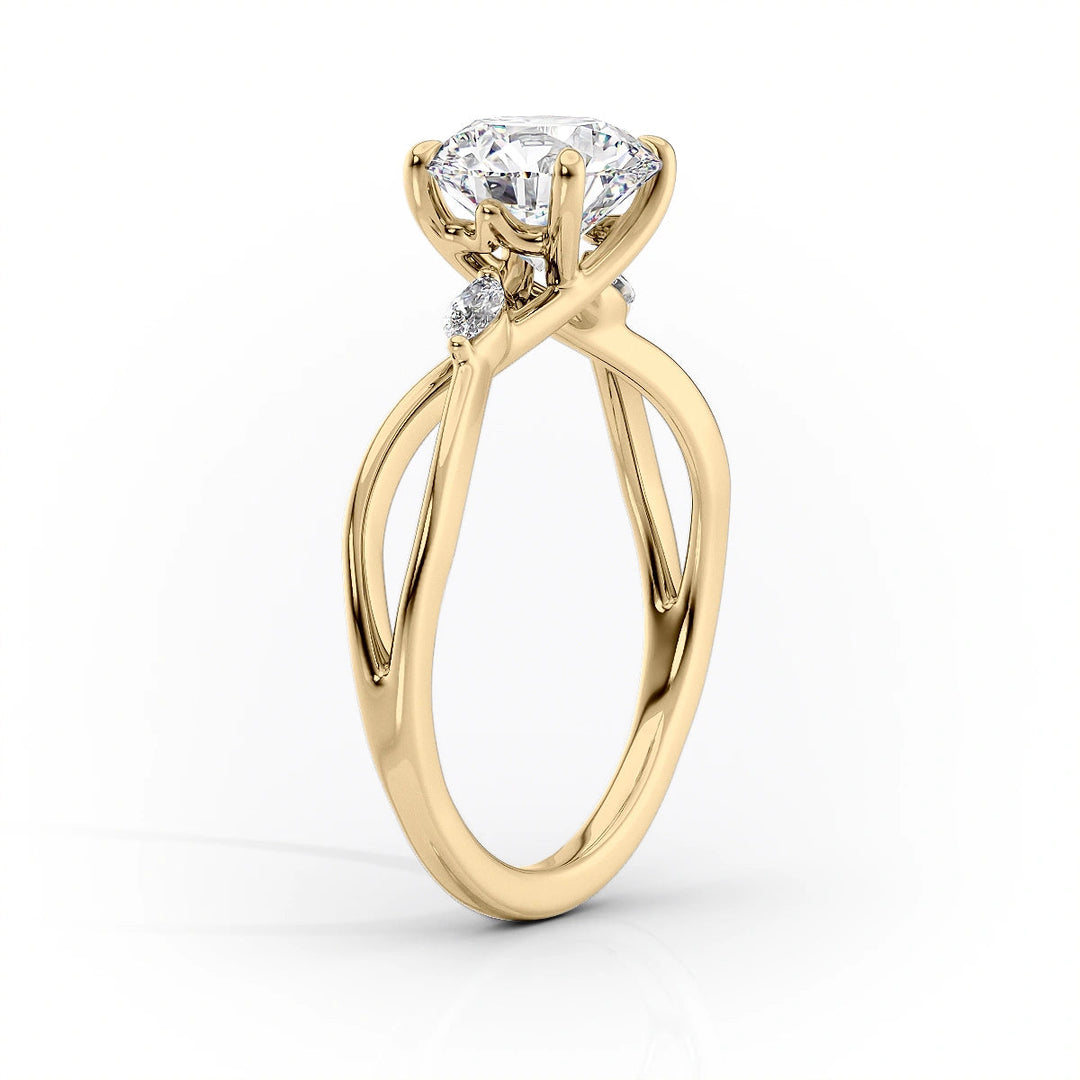 2.0CT Round Lab Grown E/VS2 Diamond Unique Shank Pave Engagement Ring