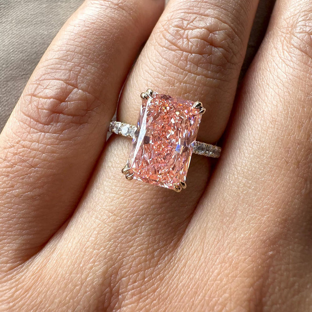 5 Carat Pink Radiant Engagement RingIGI Certified Pink Diamond RingFancy Pink Radiant Cut Diamond