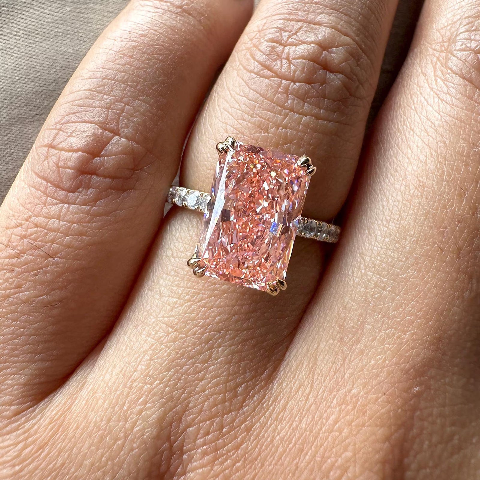 5 Carat Pink Radiant Engagement RingIGI Certified Pink Diamond RingFancy Pink Radiant Cut Diamond
