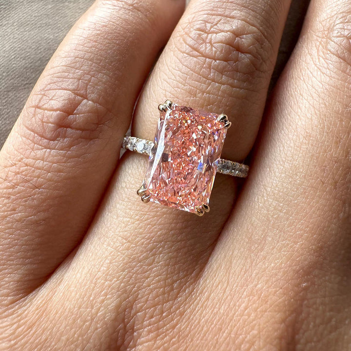5 Carat Pink Radiant Engagement RingIGI Certified Pink Diamond RingFancy Pink Radiant Cut Diamond
