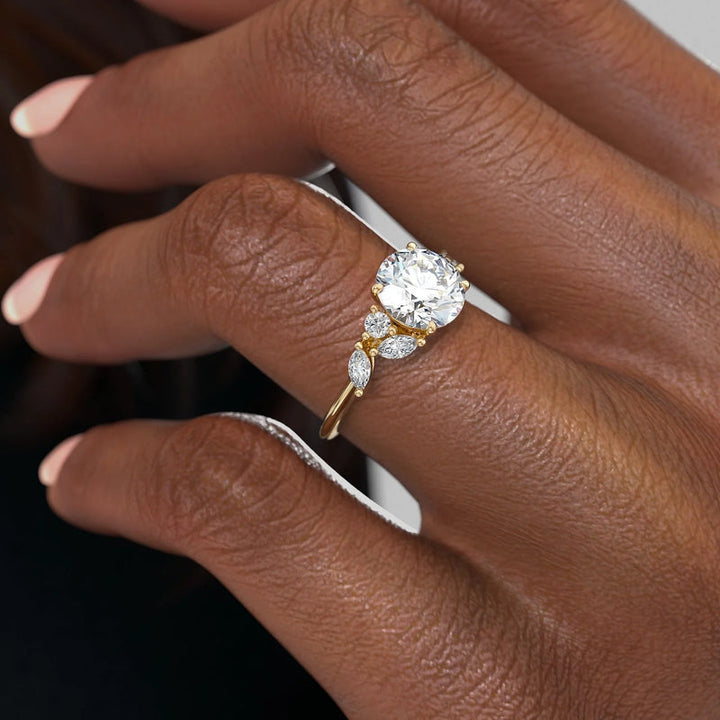 1.50CT Round Lab Grown E/VS2 Diamond Cluster Engagement Ring