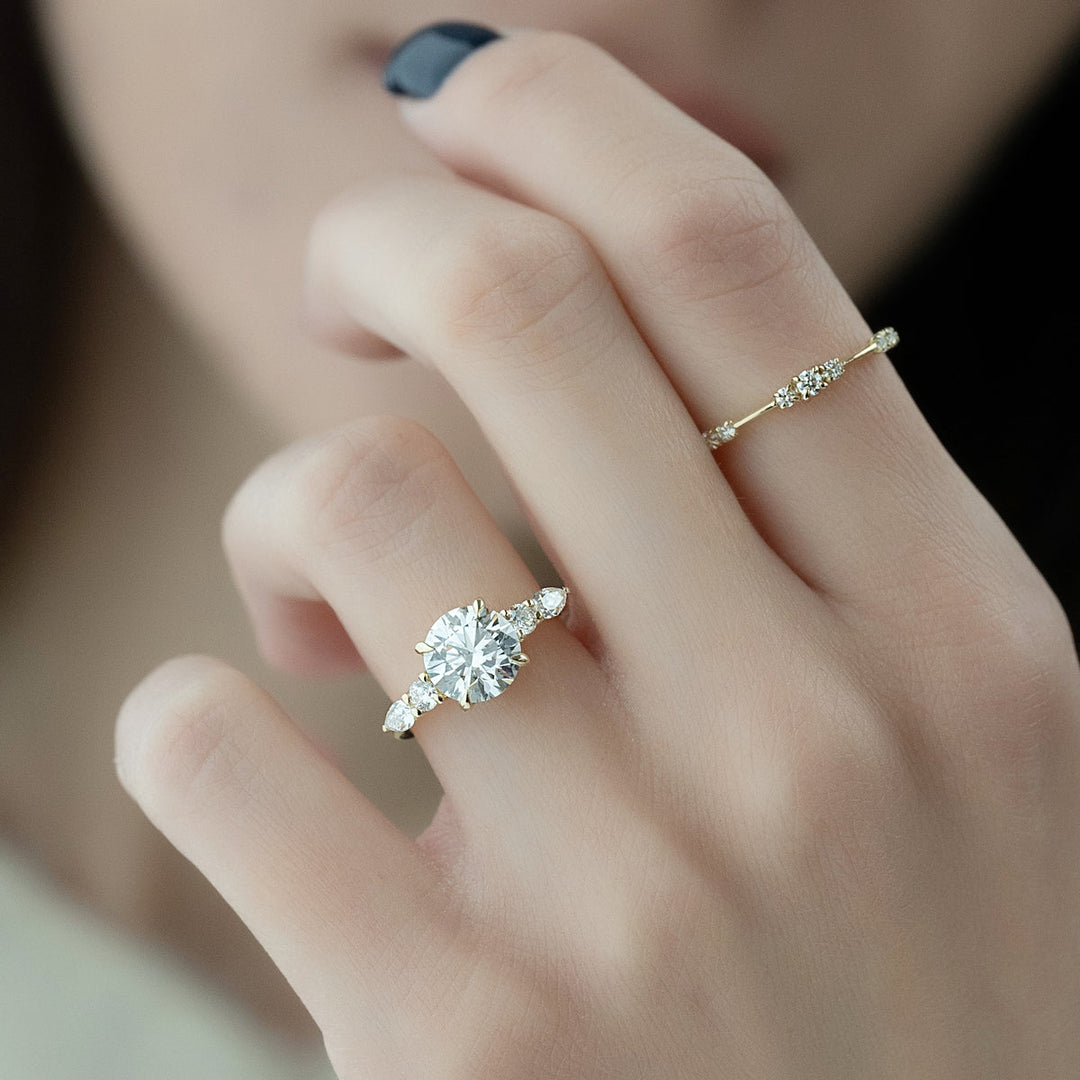 2.50CT Round Lab Grown F/VVS2 Five Stone Diamond Engagement Ring