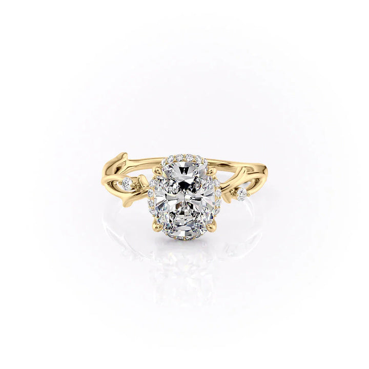 3.0CT Cushion Lab Grown E/VVS1 Diamond Unique Twig Engagement Ring