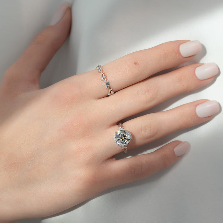 2.50CT Round Lab Grown F/VVS2 Diamond Unique Twig Engagement Ring