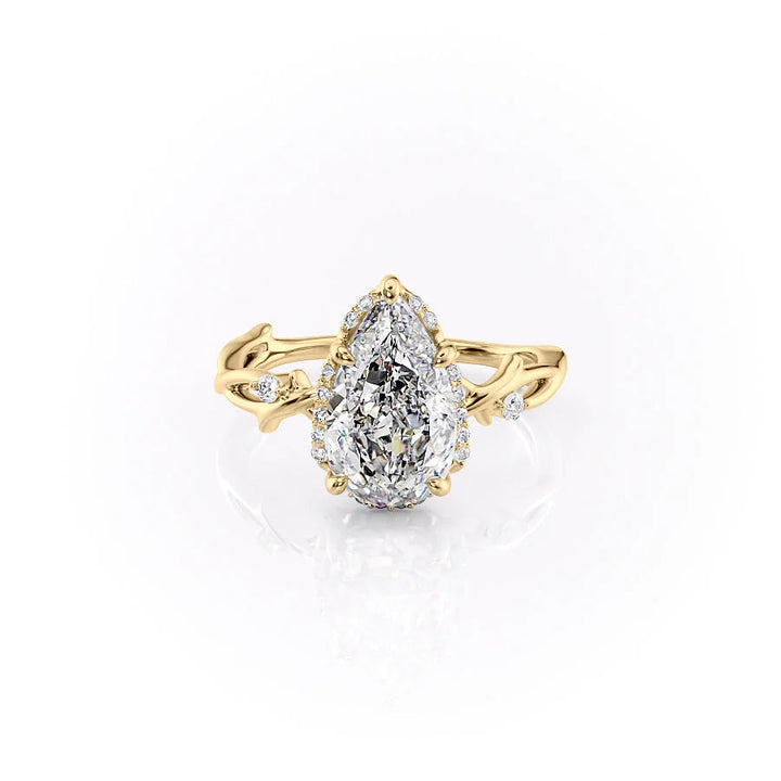 2.0CT Pear Lab Grown E/VS1 Unique Nature Inspired Diamond Engagement Ring