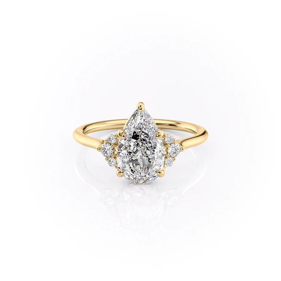 2.50CT Pear Lab Grown Cluster E/VVS1 Diamond Engagement Ring