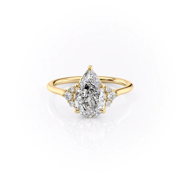 2.50CT Pear Lab Grown Cluster E/VVS1 Diamond Engagement Ring