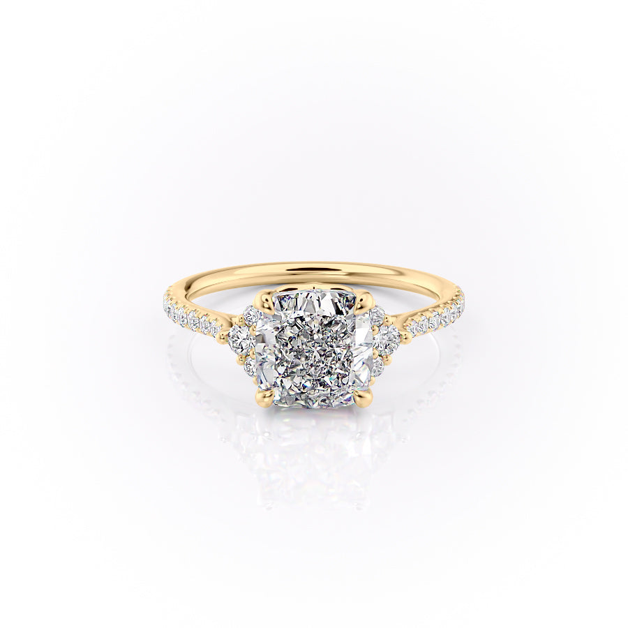 3.50CT Cushion Lab Grown Cluster E/VS1 Diamond Engagement Ring