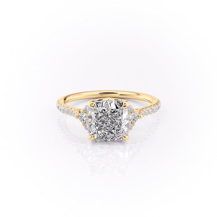 3.50CT Cushion Lab Grown Cluster E/VS1 Diamond Engagement Ring