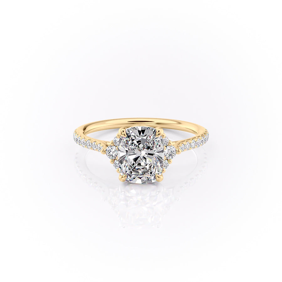 2.0CT Elongated Cushion Lab Grown E/VVS Cluster Diamond Engagement Ring