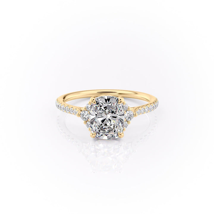 2.0CT Elongated Cushion Lab Grown E/VVS Cluster Diamond Engagement Ring
