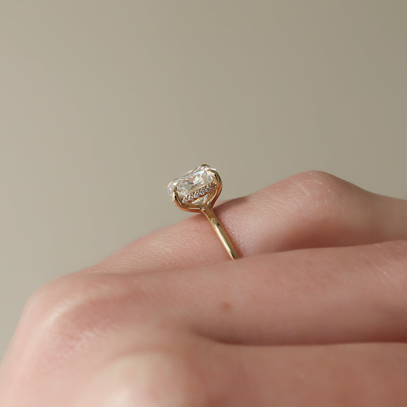 3.50CT Cushion Lab Grown F/VVS2 Hidden Halo Diamond Engagement Ring