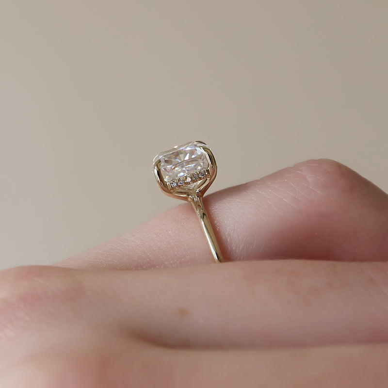 3.50CT Cushion Lab Grown F/VVS2 Hidden Halo Diamond Engagement Ring