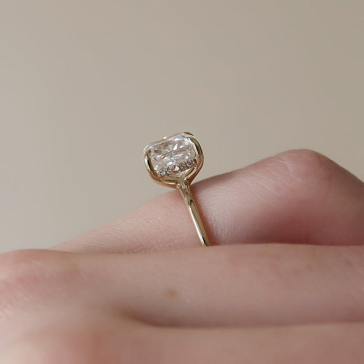 3.50CT Cushion Lab Grown F/VVS2 Hidden Halo Diamond Engagement Ring