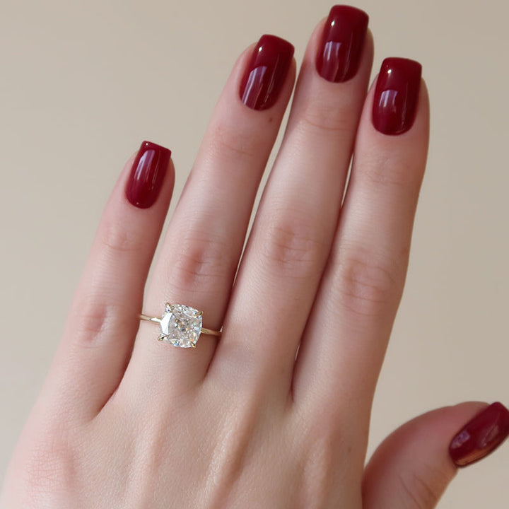 3.50CT Cushion Lab Grown F/VVS2 Hidden Halo Diamond Engagement Ring