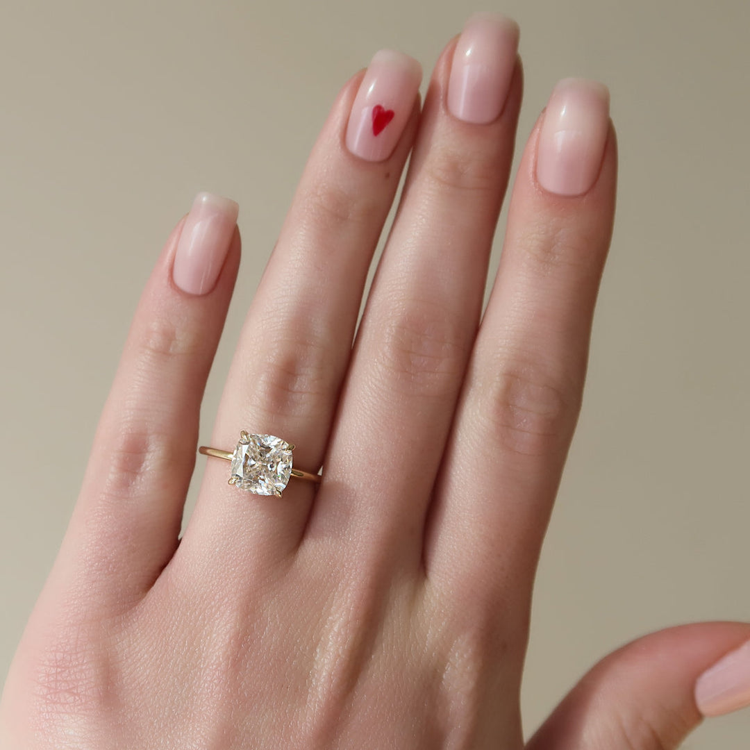 3.50CT Cushion Lab Grown F/VVS2 Hidden Halo Diamond Engagement Ring