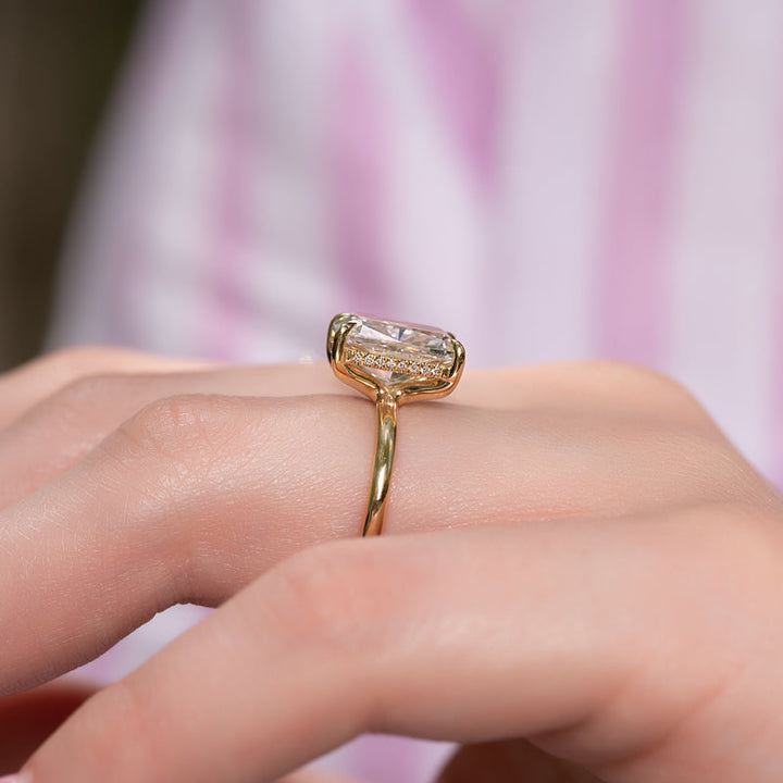 Cushion cathedral engagement ring, Cushion bezel engagement ring, Cushion tension set 