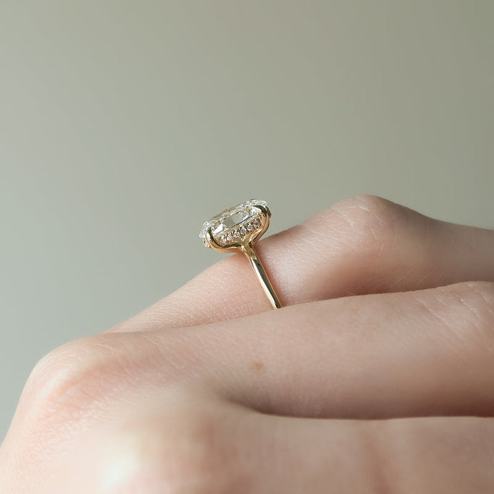 3.50CT Oval Lab Grown F/VVS2 Diamond Hidden Halo Engagement Ring