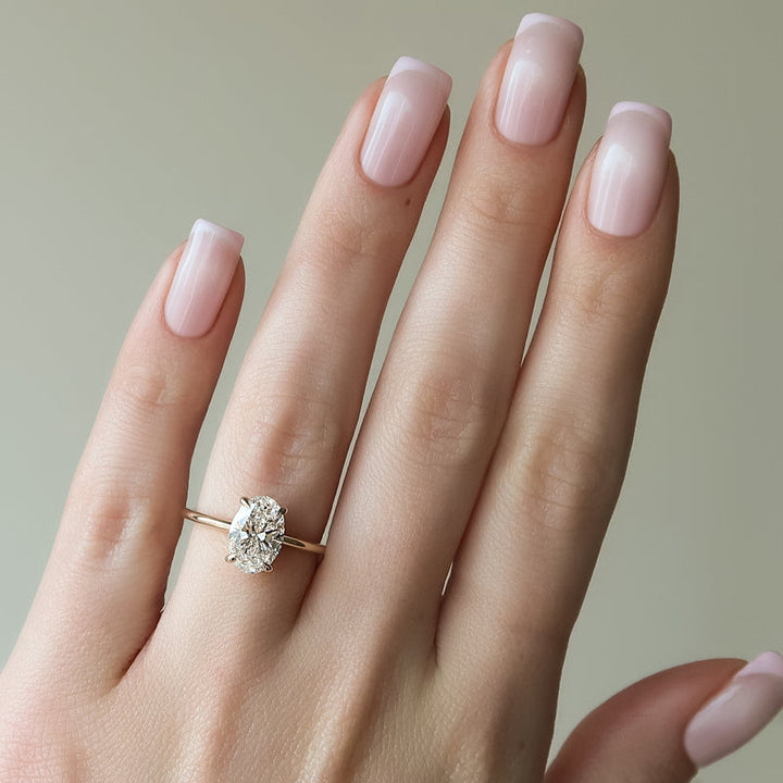 3.50CT Oval Lab Grown F/VVS2 Diamond Hidden Halo Engagement Ring