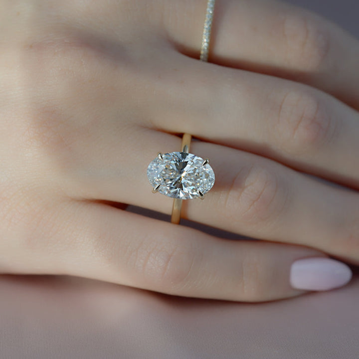 3.50CT Oval Lab Grown F/VVS2 Diamond Hidden Halo Engagement Ring