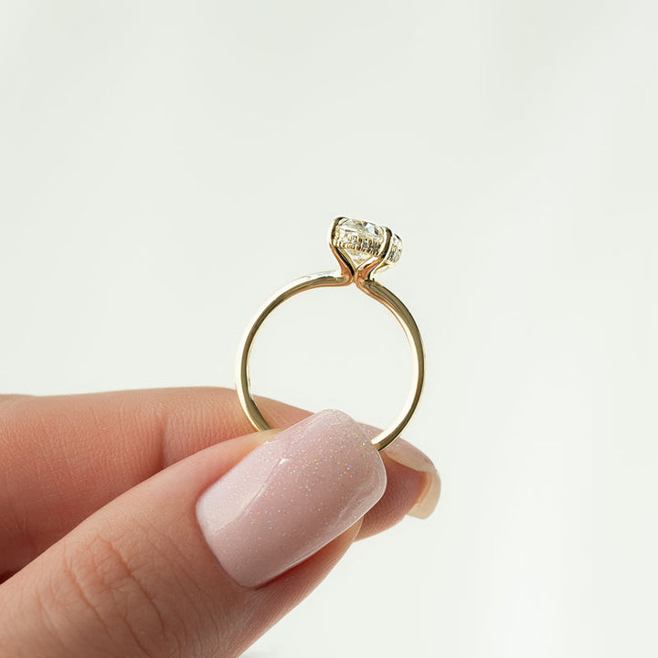 3.50CT Oval Lab Grown F/VVS2 Diamond Hidden Halo Engagement Ring
