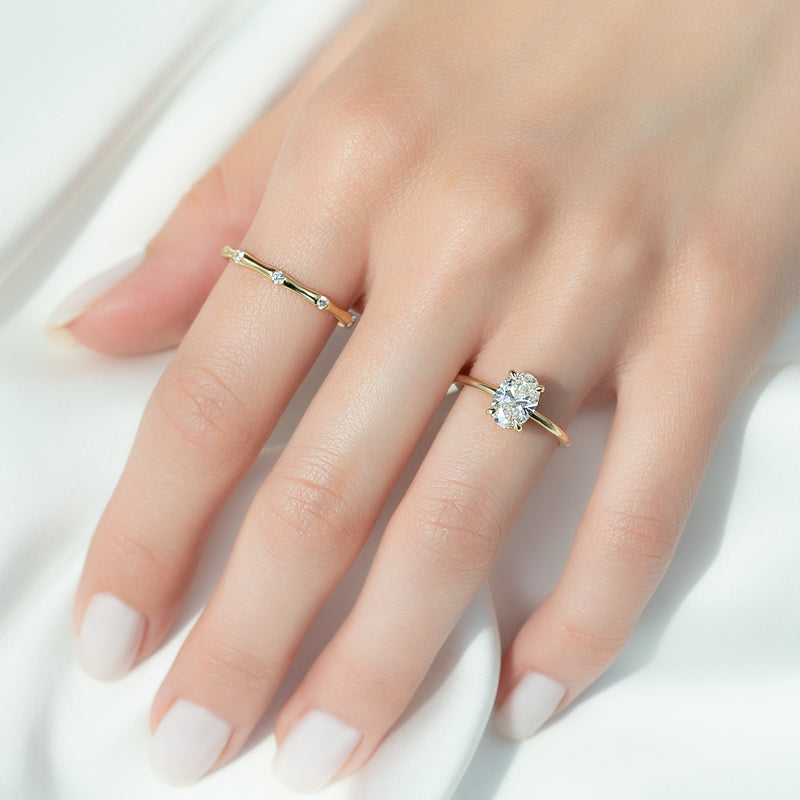 3.50CT Oval Lab Grown F/VVS2 Diamond Hidden Halo Engagement Ring