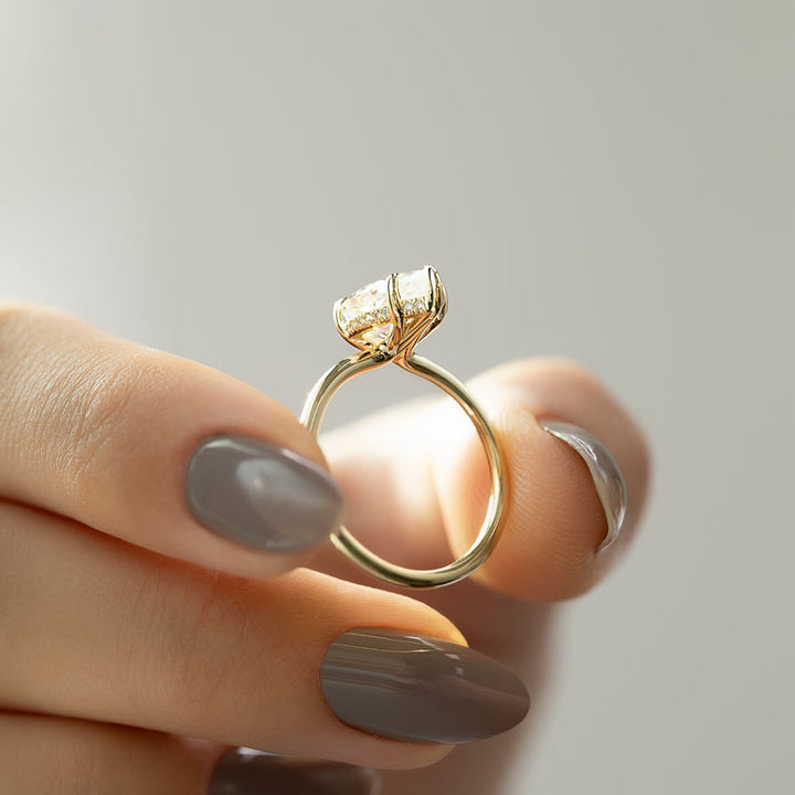 2.50CT Pear Lab Grown F/VVS2 Diamond Hidden Halo Engagement Ring