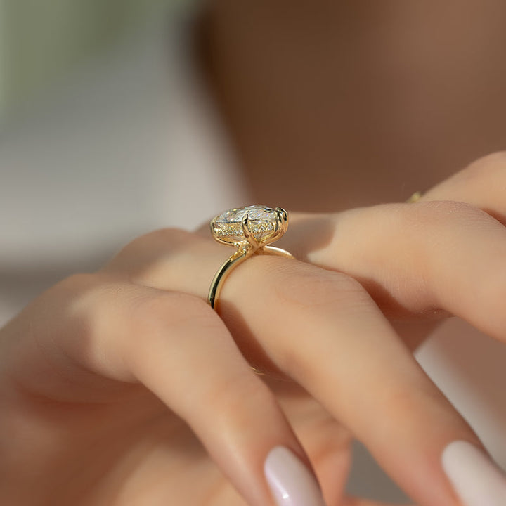 2.50CT Pear Lab Grown F/VVS2 Diamond Hidden Halo Engagement Ring